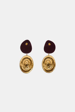 ZARA СЕРЬГИ С КАМНЕМ И РАКОВИНОЙ, ЗОЛОТИСТЫЙ