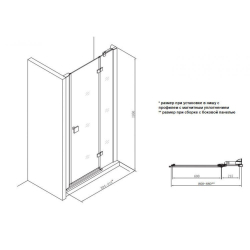 Душевое ограждение Roca Metropolis, дверь распашная 90X195 см, прозрачное стекло, профиль хром 7MP3409012M