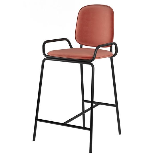 Стул полубарный ror, 2 frame, велюр, черный/темно-красный