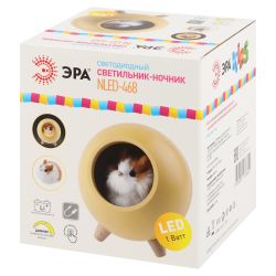 Ночник - светильник светодиодный ЭРА NLED-468-1W-Y хомяк желтый | Ночники