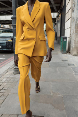 ZARA БРЮКИ СЛИМ С ВЫСОКОЙ ПОСАДКОЙ, ГОРЧИЧНЫЙ