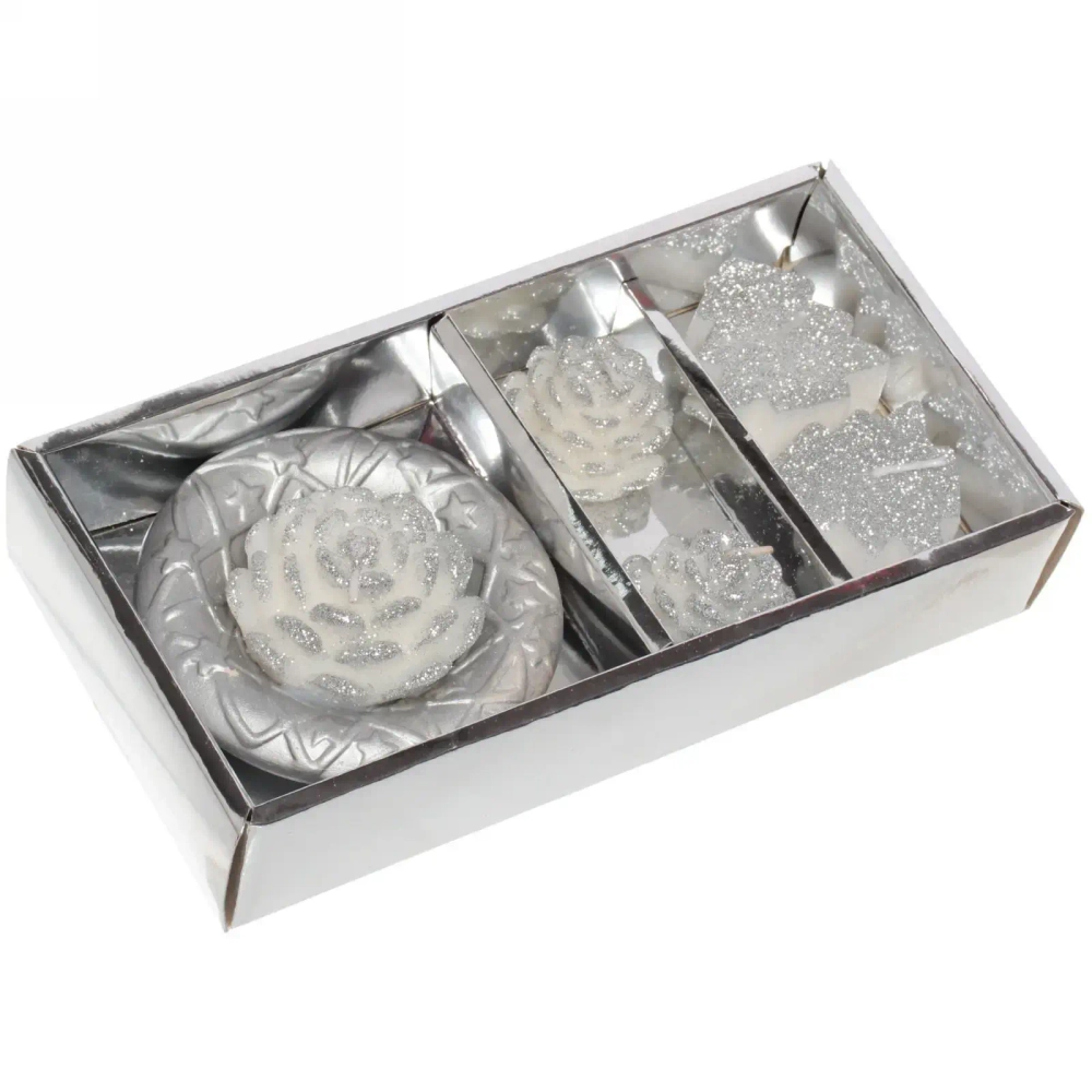 Свечи новогодние «Время волшебства» 20.5x10.5x4 см, серебро