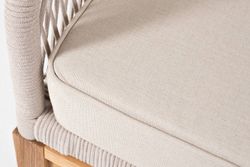 "Канны" правый модуль плетеный из роупа, основание дуб, роуп бежевый круглый, ткань бежевая 052