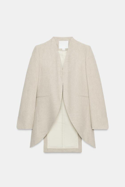 ZARA ДЛИННЫЙ БЛЕЙЗЕР В ПОЛОСКУ — ZW COLLECTION, ПЕСОЧНЫЙ МЕЛАНЖ