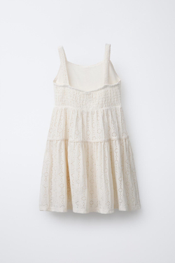 ZARA ПЛАТЬЕ С ВЫШИВКОЙ, ЭКРЮ