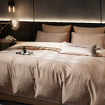 КПБ на резинке Сатин-Жаккард Тессоро MTR004, Евро, 4 наволочки, простынь 160*200*30