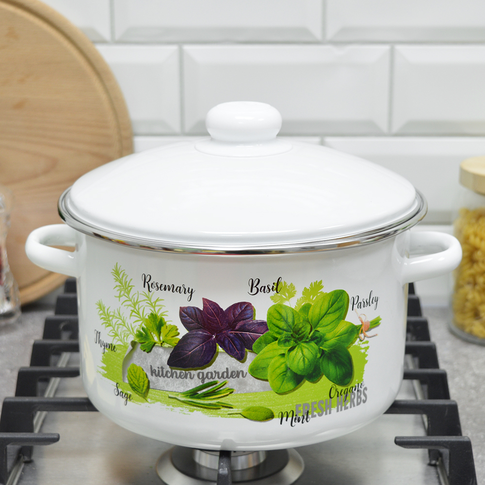 Кастрюля 4л "Базилик" с металлическим ободком