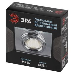 DK8 CH/WH Светильник ЭРА декор стекло квадрат MR16,12V/220V, 50W, хром/зеркальный | Декоративные встраиваемые светильники