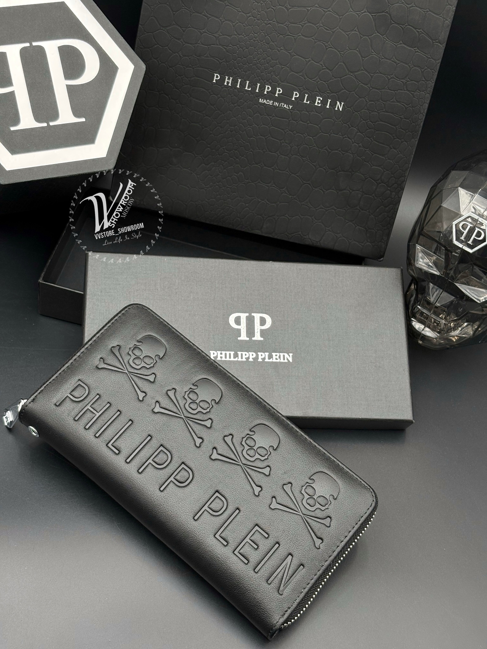 Кожаный кошелек на молнии Philipp Plein