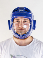 Шлем для тхэквондо с маской BoyBo синий, BHT45