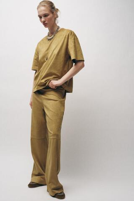 ZARA ТОП ИЗ ИСКУССТВЕННОЙ ЗАМШИ, МЯГКИЙ КАШТАНОВЫЙ