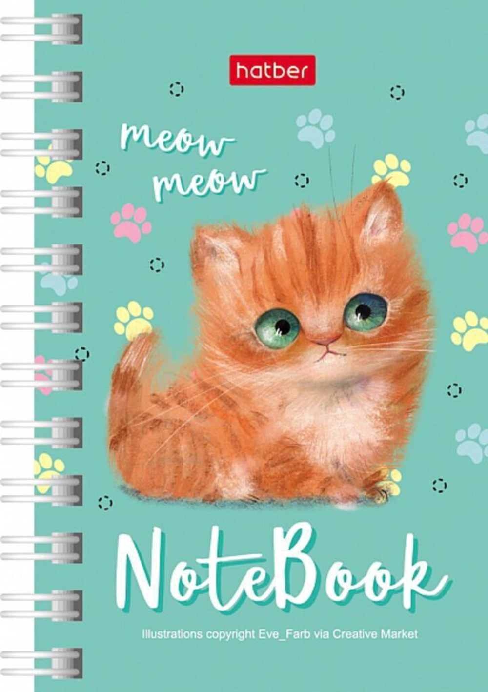 Блокнот А7 40л гребень "Кошарики" клетка