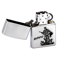 Зажигалка серебристая матовая Zippo Duck Hunting с покрытием Satin Chrome