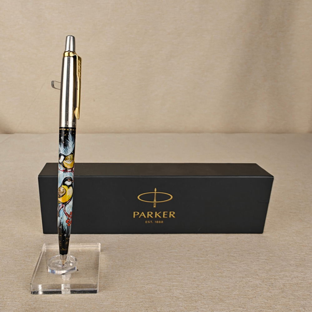 Ручка "Синички" с ручной росписью Палех