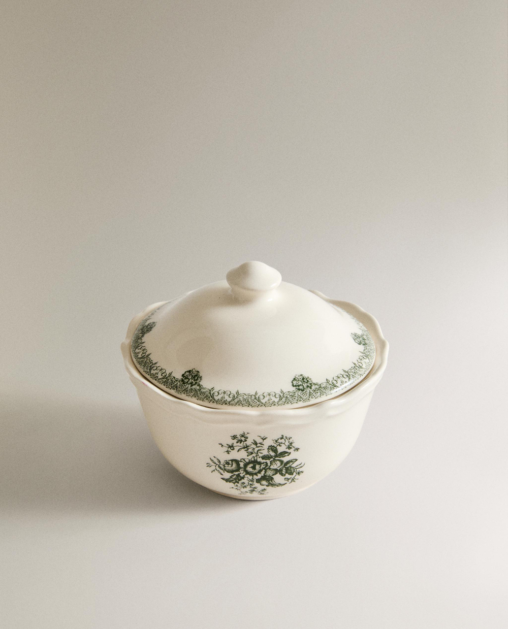 Zara Home сахарница из фаянса, цвет тёмно-зелёный, 10.5 см