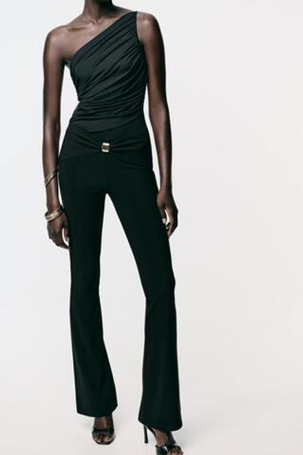 ZARA ЛЕГИНСЫ С МЕТАЛЛИЧЕСКОЙ АППЛИКАЦИЕЙ, ЧЕРНЫЙ