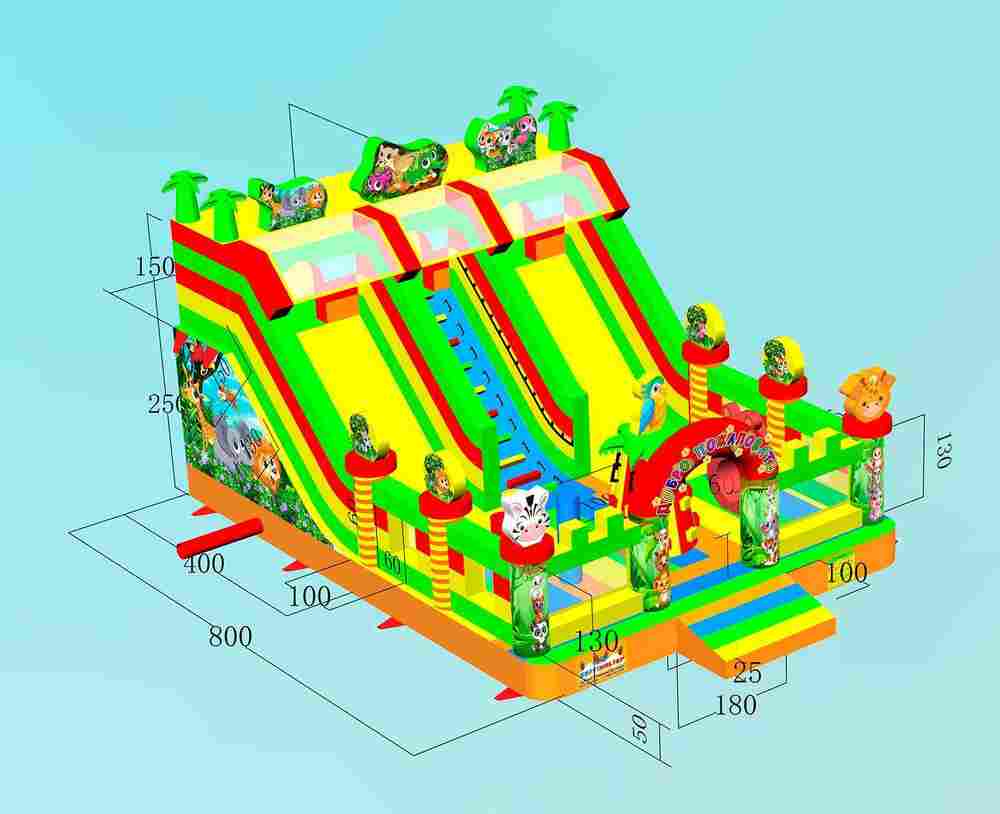 Коммерческий надувной батут «Дружная компания», 8*6*5 м