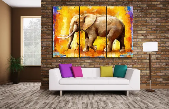 Модульная картина "Живописный слон"