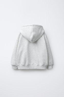 ZARA ТОЛСТОВКА НА МОЛНИИ С ПРИНТОМ «СЕРДЦЕ», СЕРЫЙ МЕЛАНЖ