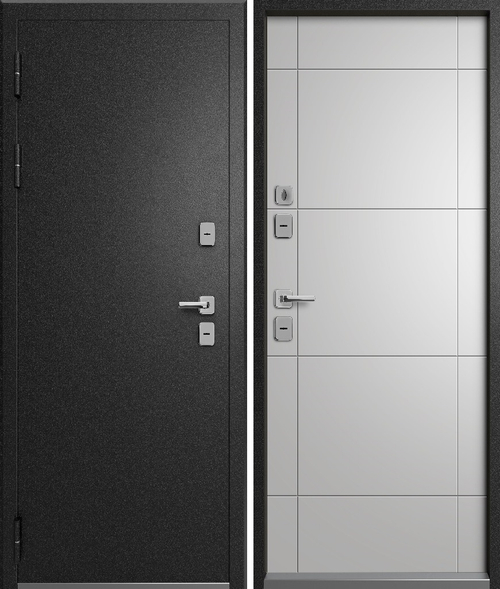 Входная дверь Мегатрон TERMO-4 Чёрный букле - Белый матовый