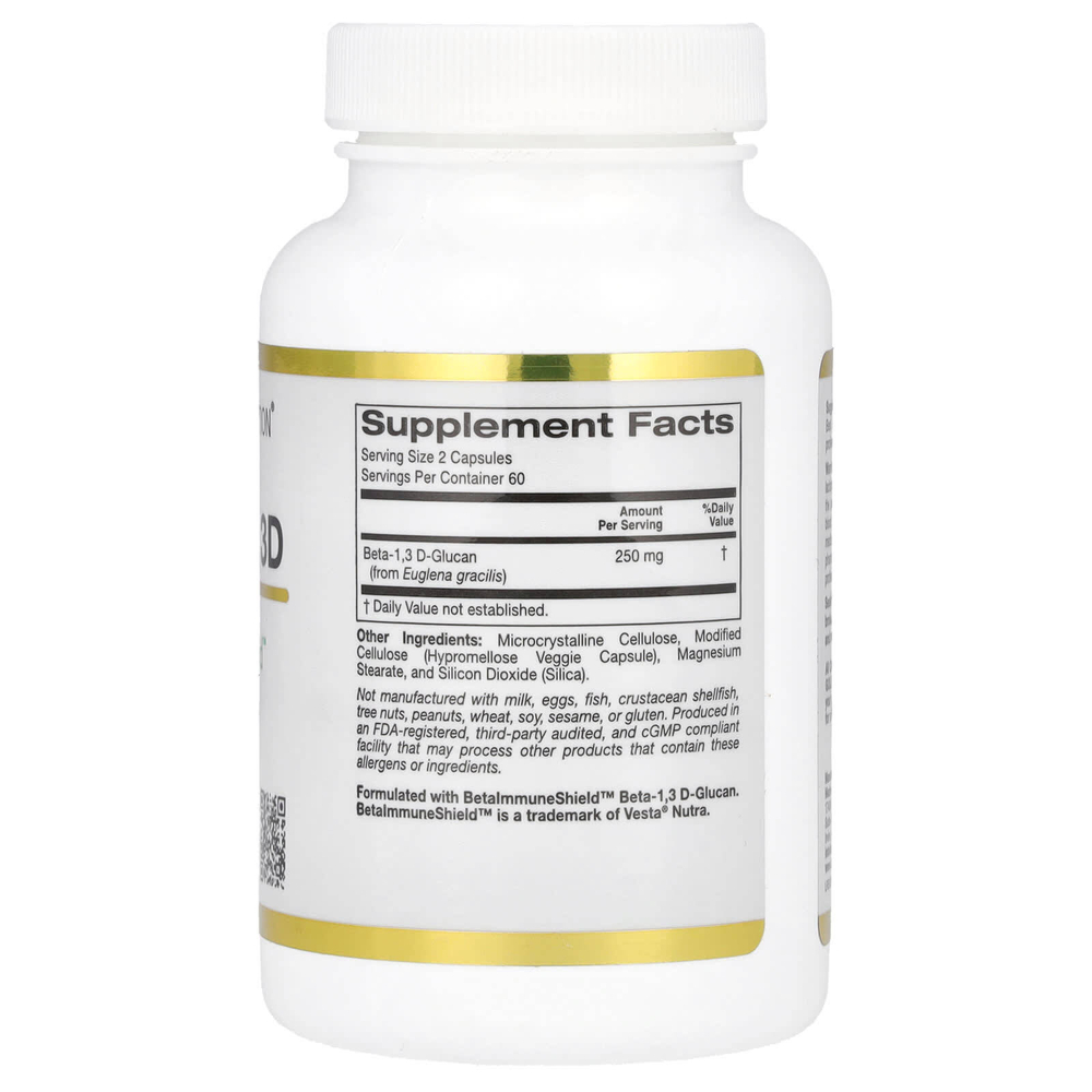 California Gold Nutrition, бета-глюкан из водорослей 1,3D, 120 вегетарианских капсул (125 мг в каждой капсуле)