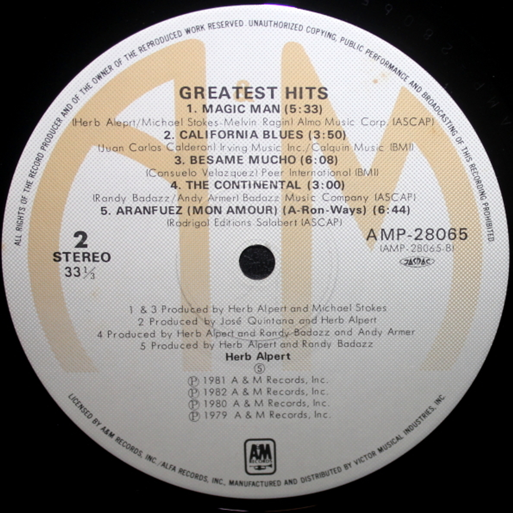 Herb Alpert / Greatest Hits (LP)