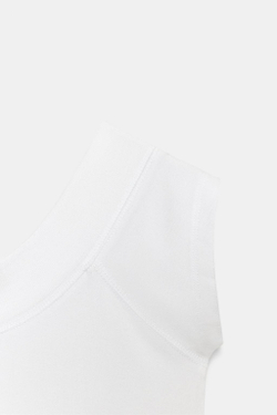 ZARA ТОП С ВЫРЕЗОМ «ЛОДОЧКА», БЕЛЫЙ