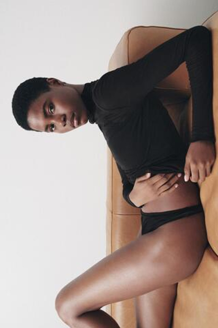 ZARA ХЛОПКОВЫЙ ТОП-ДЖЕРСИ, ЧЕРНЫЙ