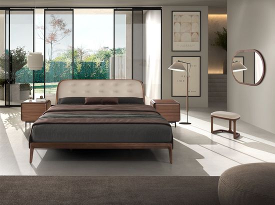 Кровать 7236 из экокожи песочного цвета для матраса 180 x 200 см