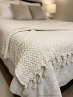 Плед-покрывало из хлопка Mia Waffle, цвет Кремовый