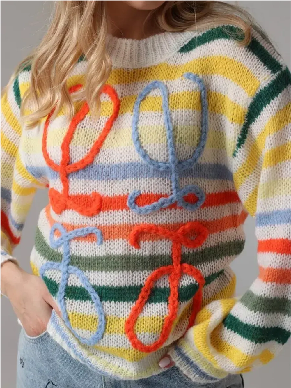 Свитер сетка паутинка в полоску