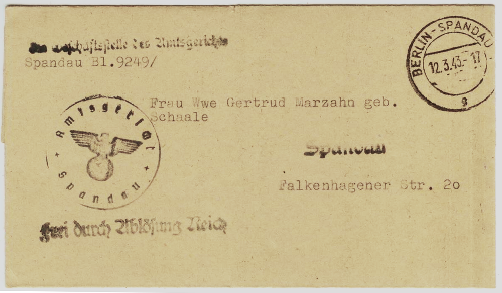 Справка (выписка) Германия 1943 г