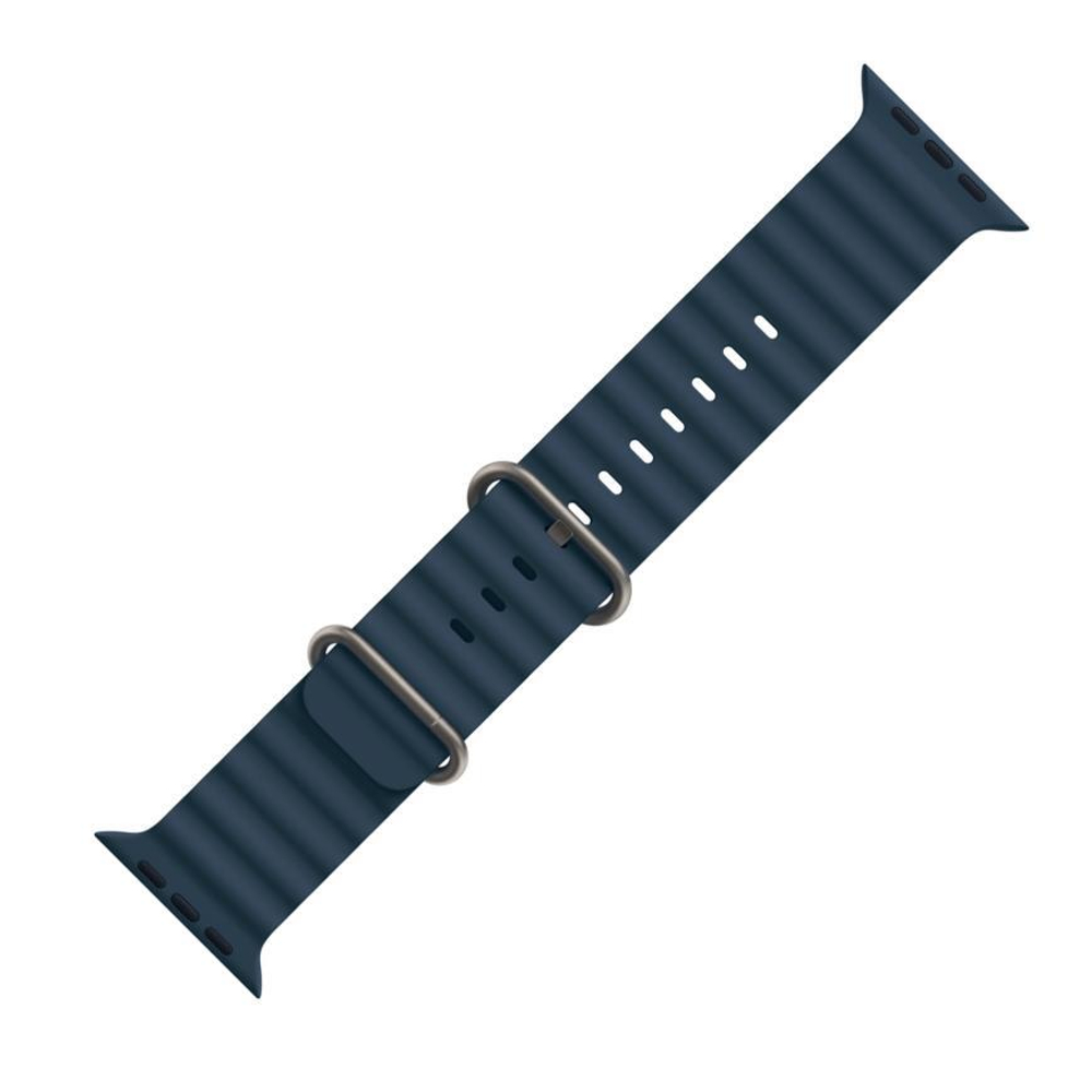 Ремешок Apple Ocean Band, синий со светлой пряжкой, для Apple Watch 44, 45, 46 мм, Ultra и Ultra 2 (дизайн 2023)