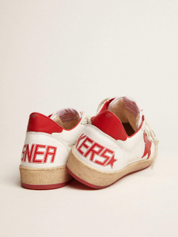 Ball Star in white leather with red star and heel tab