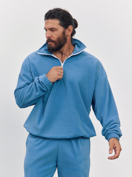 Свитшот "half zip" флисовый (голубой)