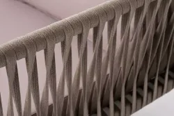 "Касабланка" правый модуль плетеный из роупа, каркас алюминий светло-серый (RAL7035) муар, роуп серо-коричневый 23мм, ткань бежевая 052