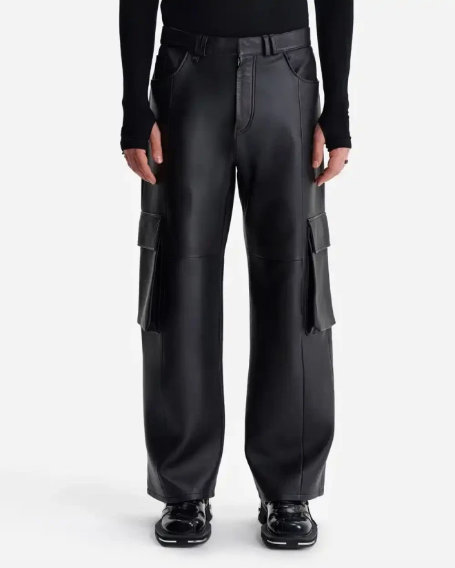 Брюки карго из кожи наппа