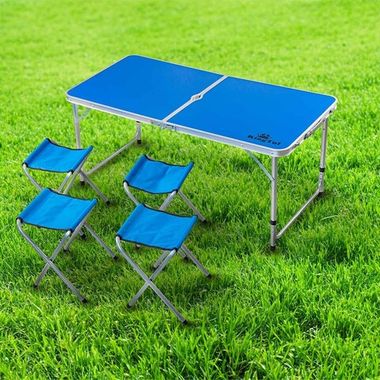 Стол с кладной со стульями для кемпинга (стул-4шт, 120х60х50/60/70см) KINGTUL KT-09517M