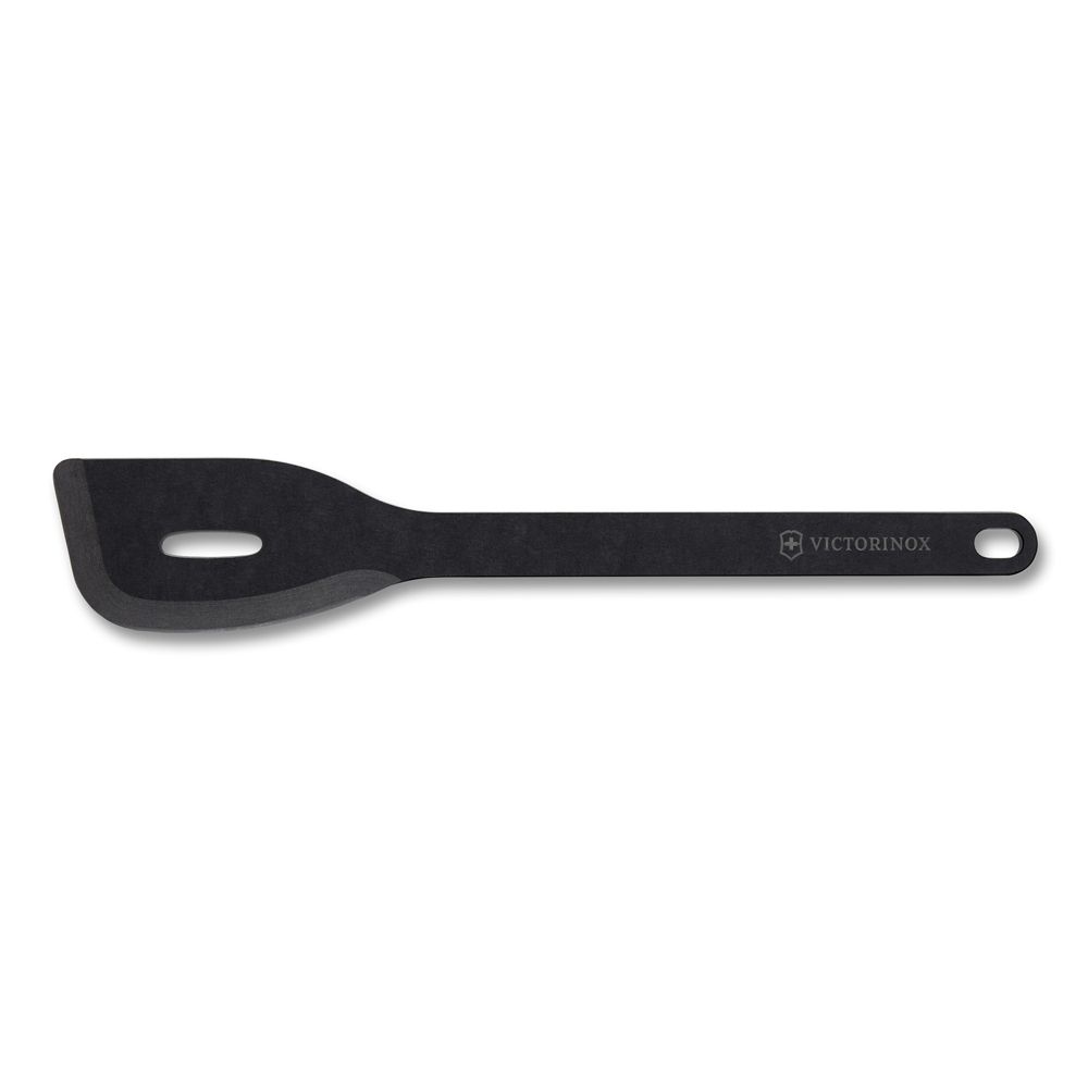 Брендовая элегантная швейцарская лопатка с отверстием чёрная (325x58 мм) Kitchen Utensils VICTORINOX 7.6204.3