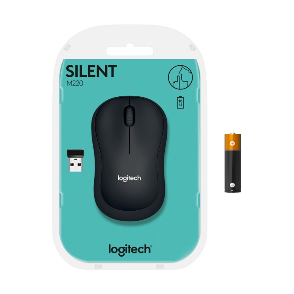 Мышь Logitech M220 Silent Wireless 2.4 GHz, Black/Charcoal