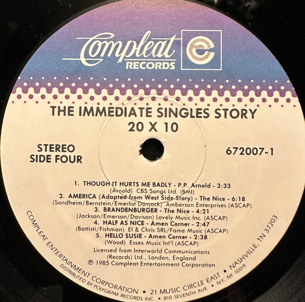 Сборник The Immediate Singles Story/20 X 10 - A Compleat Collection 2LP (США 1985г.)