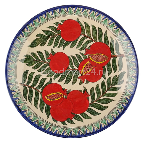 Ляган большой гранат 38 см. плоский Риштанский