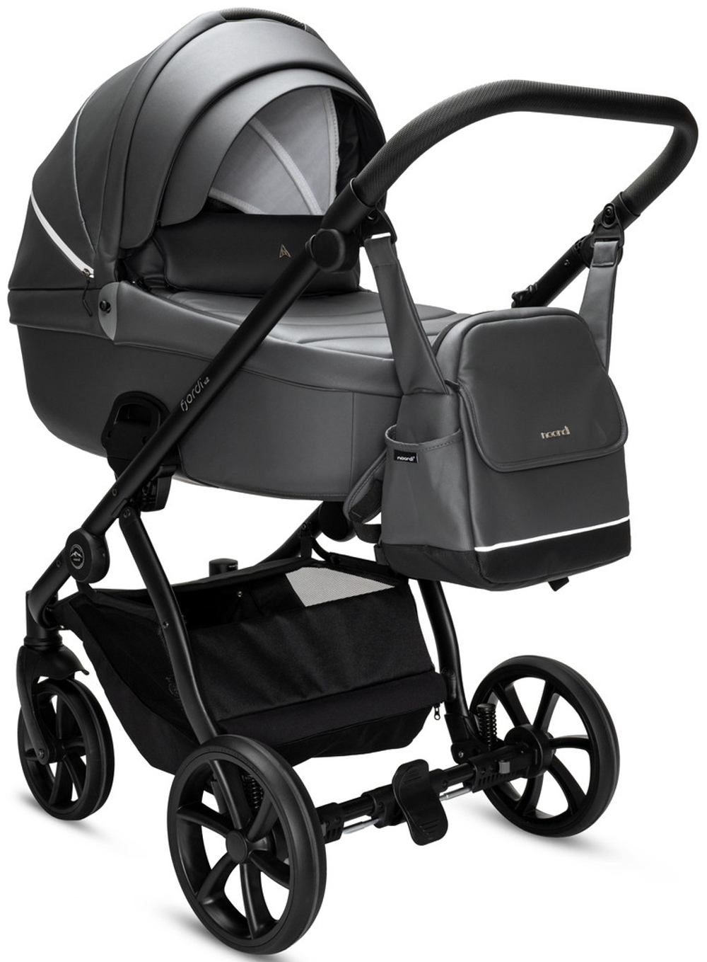 Детская коляска Noordi Fjordi Leather V2 3 в 1 с автокреслом Terra Black 1462819 Shadow Grey