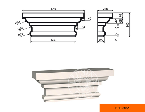 Пилястра ПЛВ-600/1 (капитель)