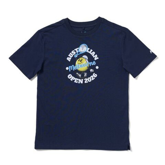 Футболка для мальчика теннисная Australian Open Stripe Graphic Tennis - dress blue