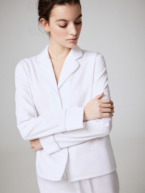 Пижама Белая 2 (рубашка с коротким рукавом + брюки)