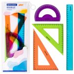 Набор чертежный большой BRAUBERG "FRUITY" (линейка 30 см, 2 треугольника, транспортир), ассорти, пенал, 210772