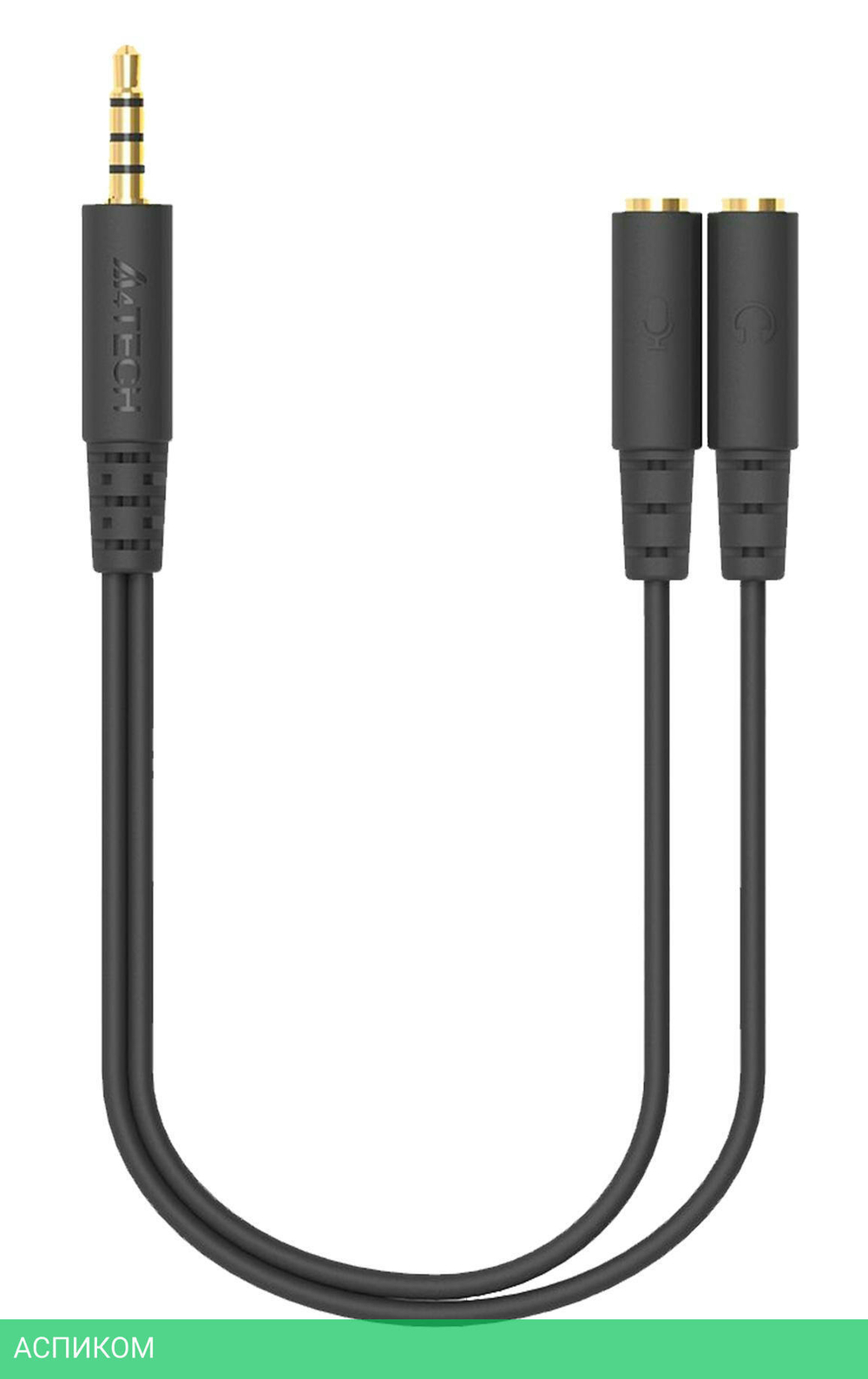 Адаптер аудио A4Tech 2xJack 3.5 (f)/Jack 3.5 (m) 0.2м черный (AD-3P)