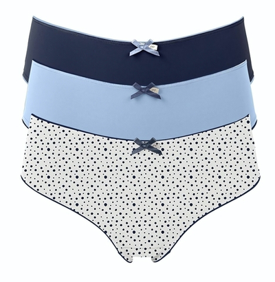 Набор из 3 сине-белых трусиков-шортов Olivia (Размер: S) (Цвет: синий с белым)