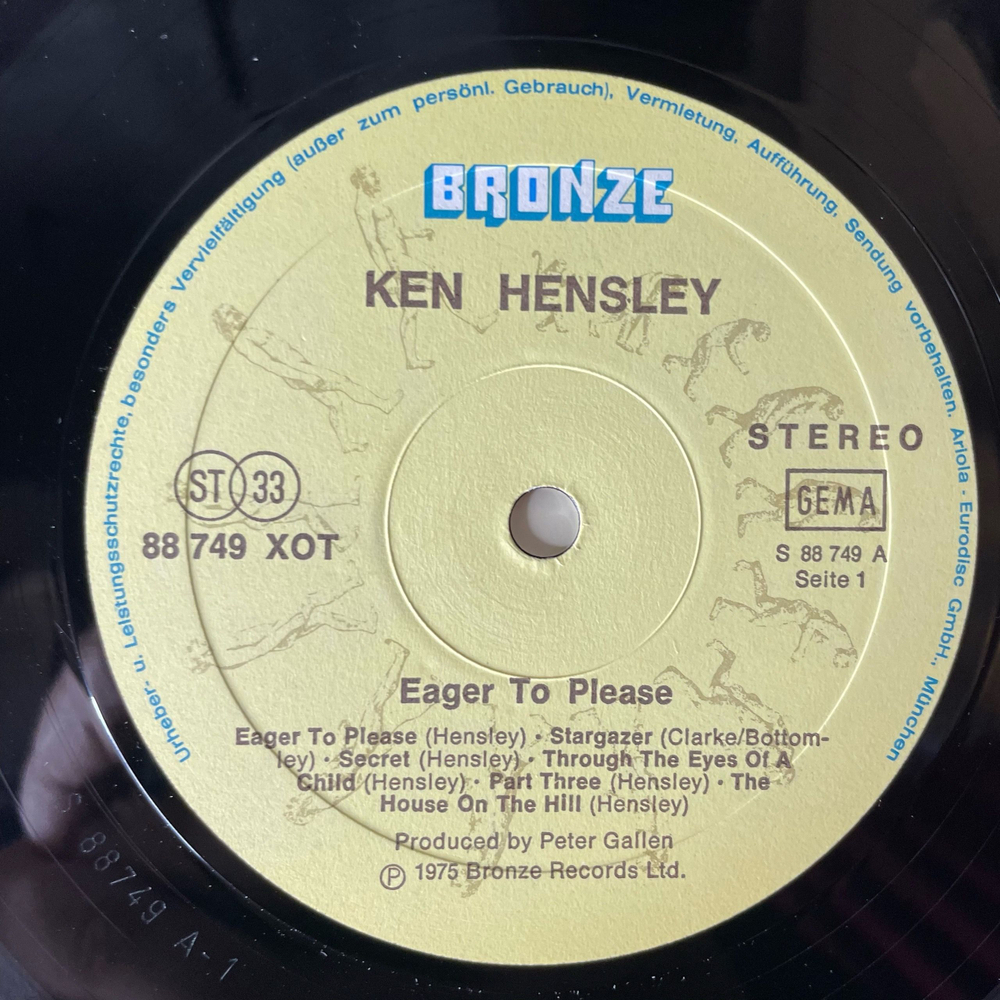 Винтажная виниловая пластинка LP Ken Hensley Eager To Please (Германия 1975)